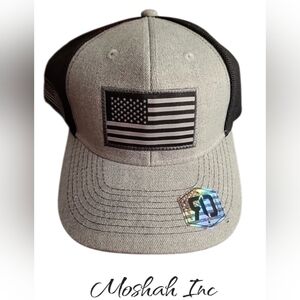 Runs Deep Tactical American Flag Cap Hat Gray Stars and Stripes Snapback OSFM